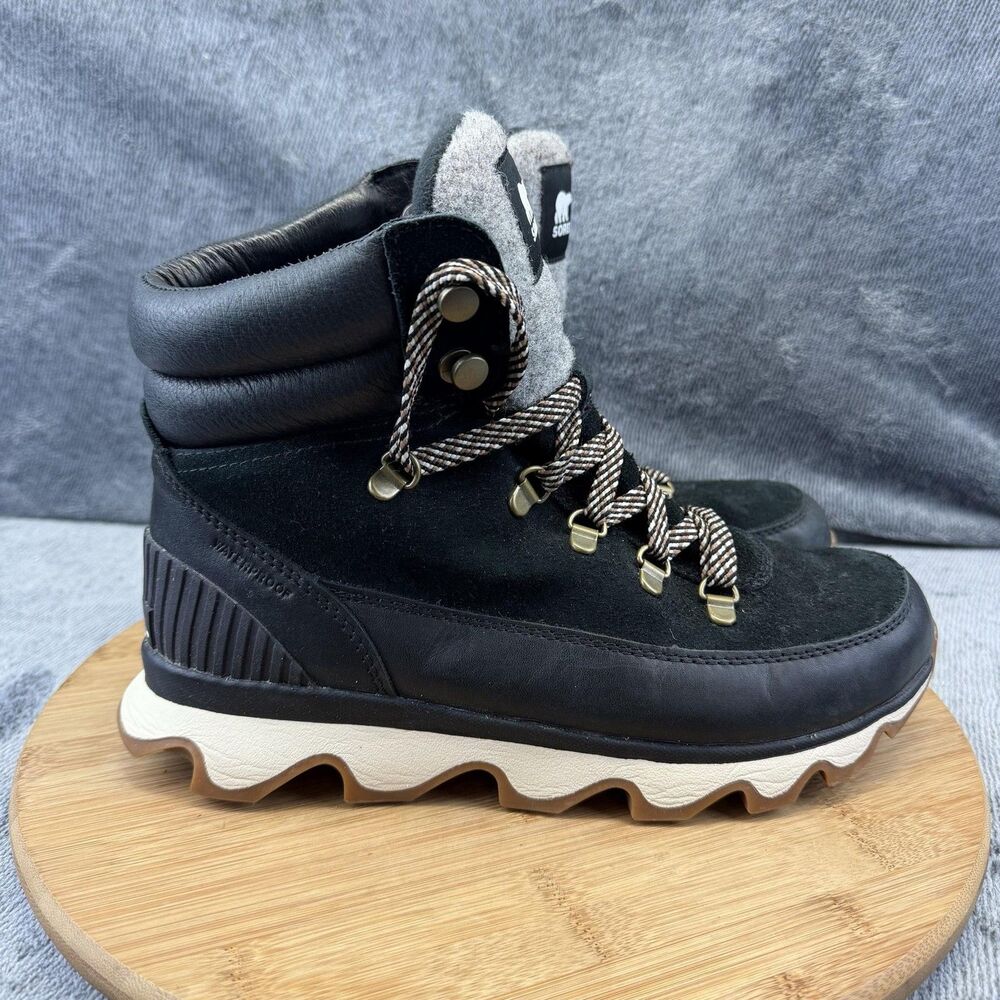 Sorel Boots Womens Size 9.5 Black Suede Faux Fur Waterproof Winter NL3768-010
